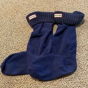 Hunter Navy Blue Fleece Boot Socks Size Medium for Tall Boots in EUC